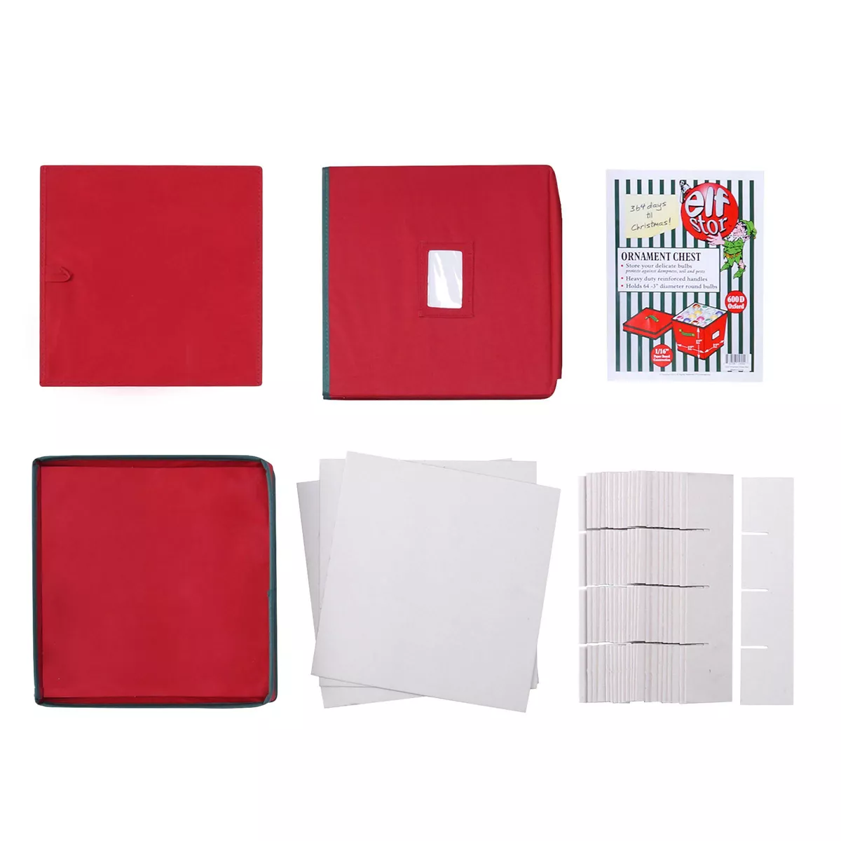 Elf Stor Elf Stor Premium Red Christmas Ornament Storage Chest Holds 64 Balls with Dividers