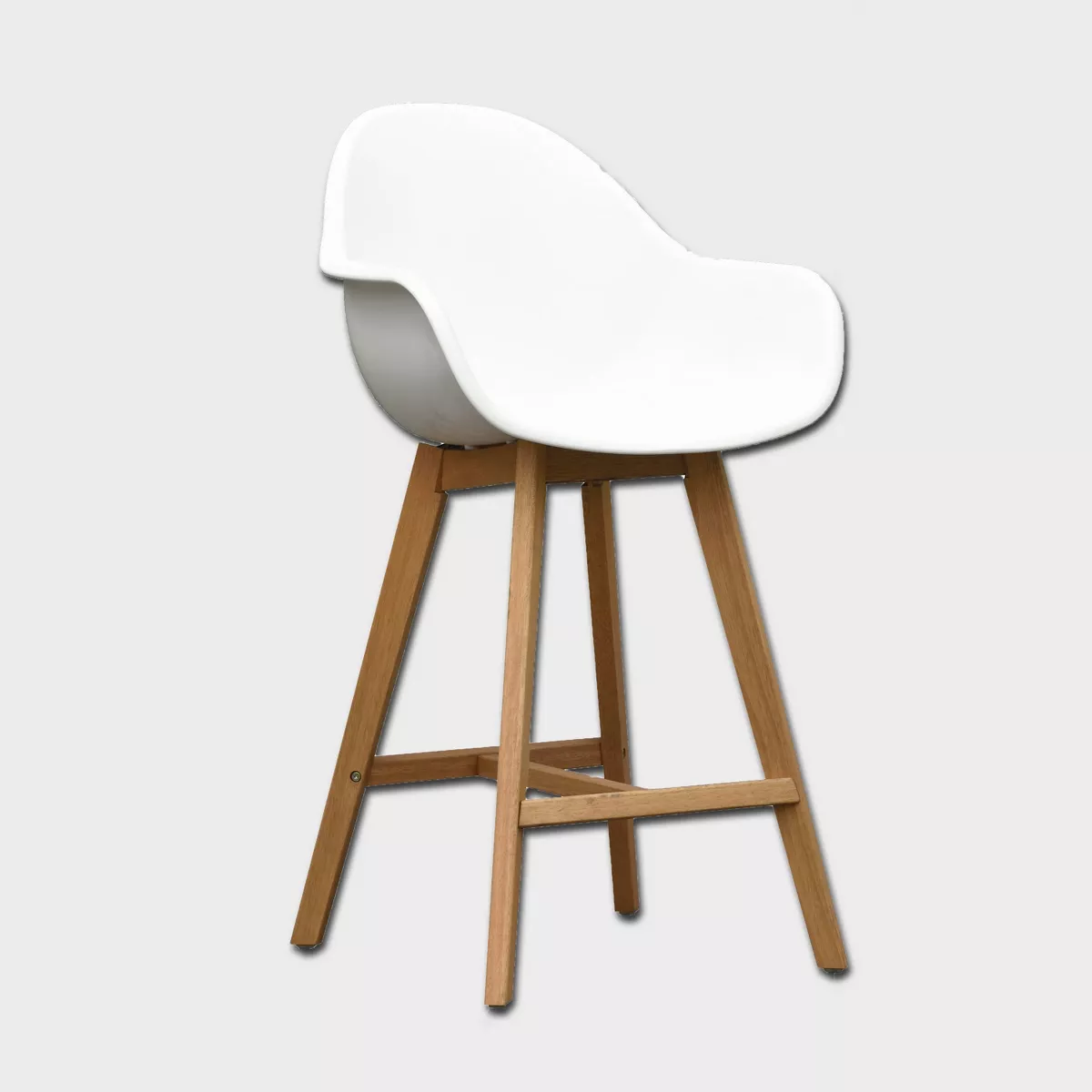 2pk Metz Eucalyptus Patio Barstool Set with Arms White - Amazonia