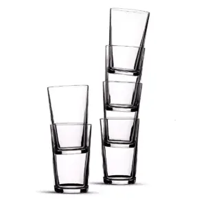 Duralex Urie 7 Ounce Clear Tempered Glass Stacking Glassware Drinkware Tumbler Drinking Glasses, Set of 6