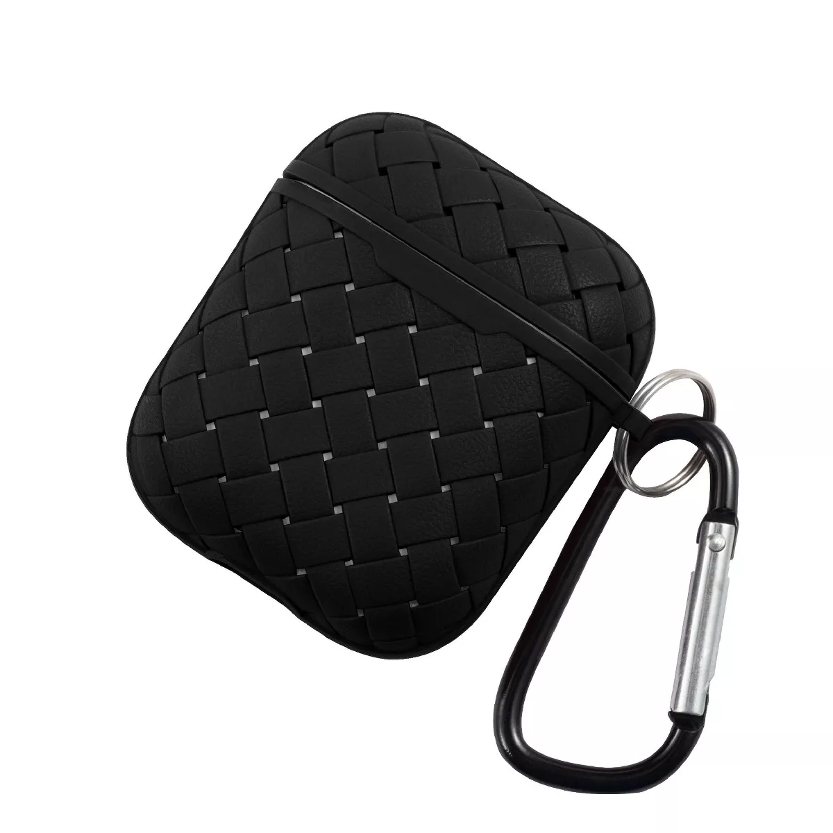 Insten Weave Shape Case For AirPods 1 & 2, Soft TPU Skin Cover with Carabiner, Black