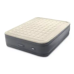 Intex Premaire II Elevated Queen Air Mattress with Fiber-Tech and Electric Pump - Gray