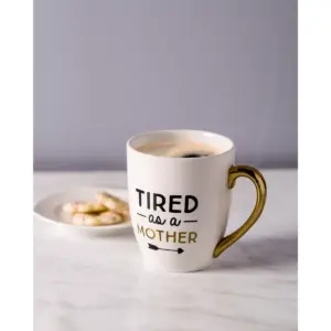 Pearhead Tired as a Mother Ceramic Mug drinkware - White 16 fl oz