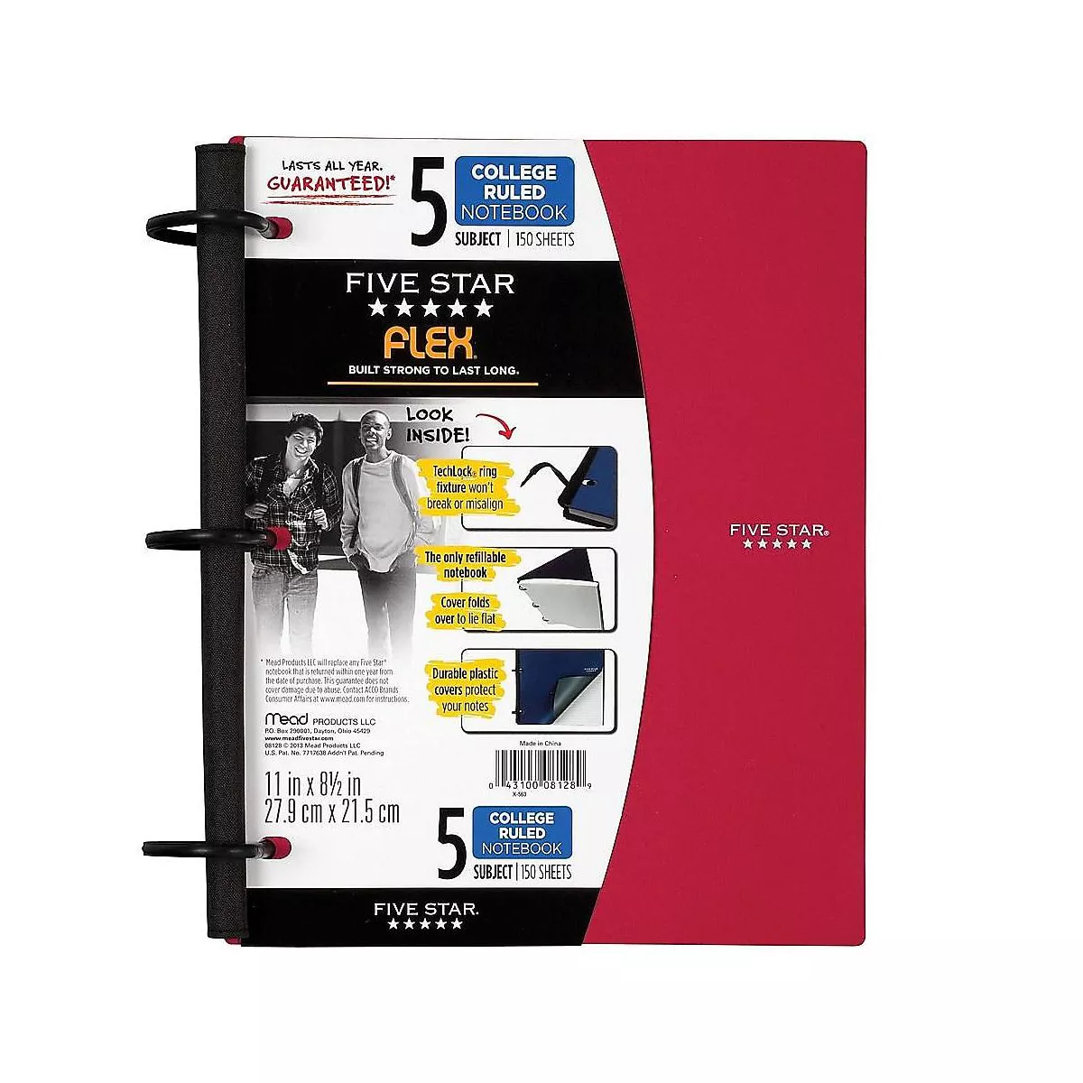 Five Star 5-Subject Notebook, 8.5 x 11 08128