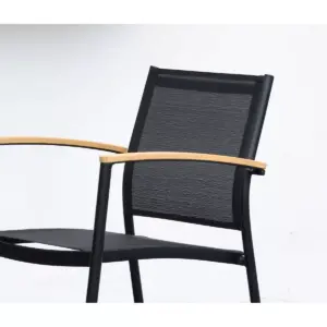 Veronica 2pk Deluxe Patio Stacking Sofa Sling Chairs - Black - Amazonia