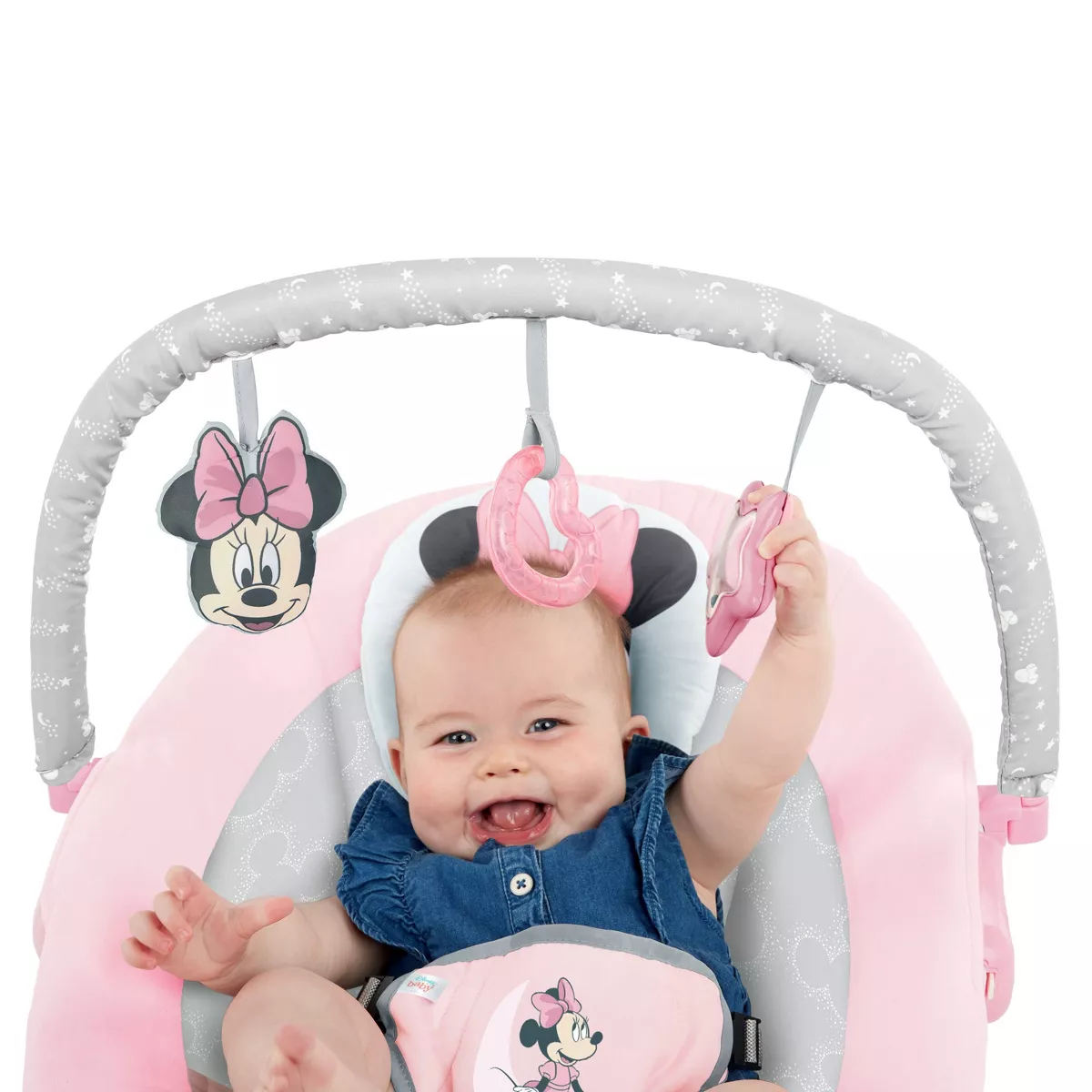 Bright Starts Minnie Mouse Rosy Skies Cradling Baby Bouncer - Pink
