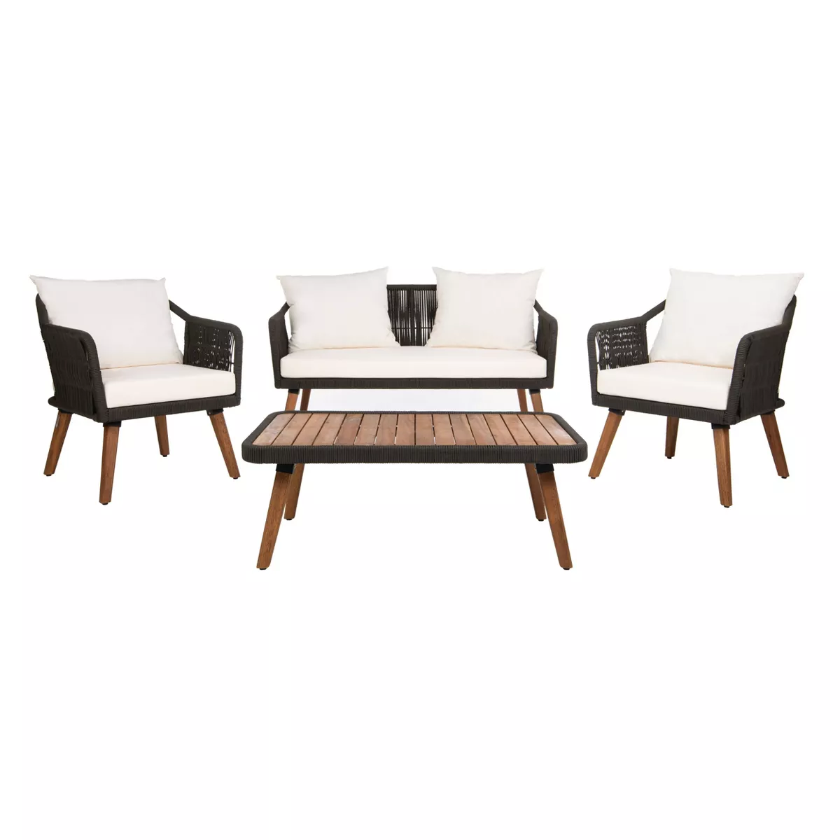 Raldin Rope 4pc Living Set - Natural/Black/White - Safavieh