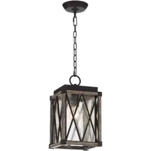 Possini Euro Design Rustic Outdoor Ceiling Light Hanging Bronze Wood 14 1/2