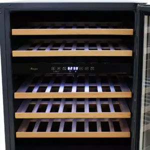 Sunnydaze Indoor Stainless Steel Beverage and Wine Dual Zone Refrigerator with Sliding Shelves and Touchpad Temperature Control - 46 Bottle Capacity