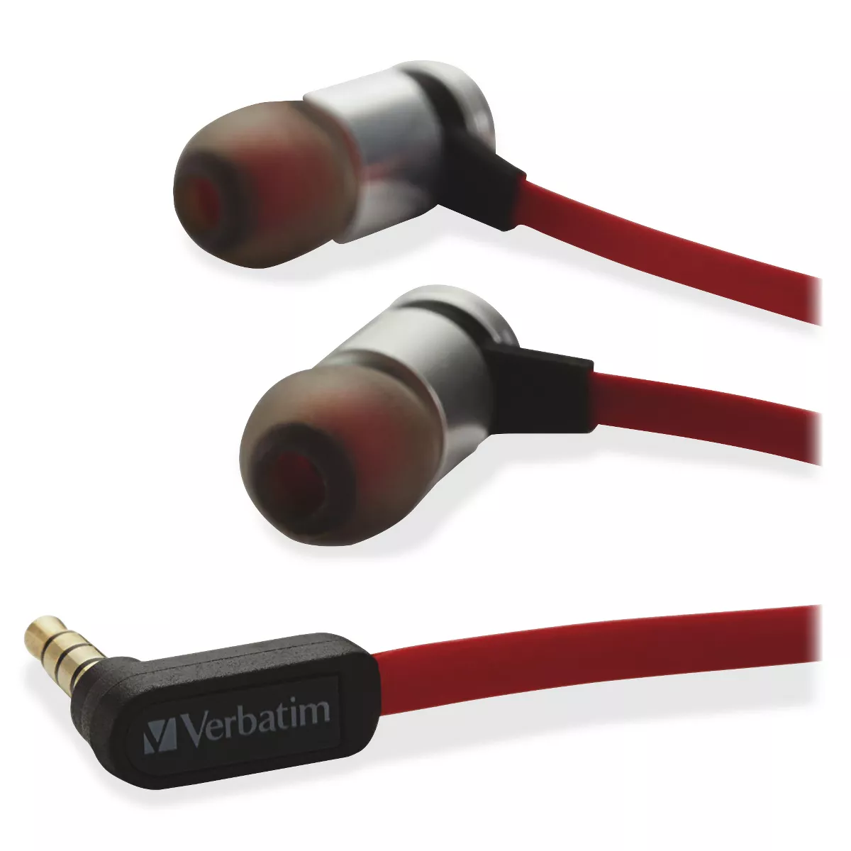 Verbatim Listen / Talk Earphones - Stereo - Mini-phone - Wired - Earbud - Binaural - In-ear - Red, Silver