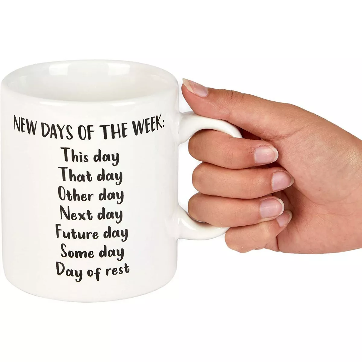Okuna Outpost White Ceramic Coffee Mug Tea Cup 15 Oz, New Days of The Week