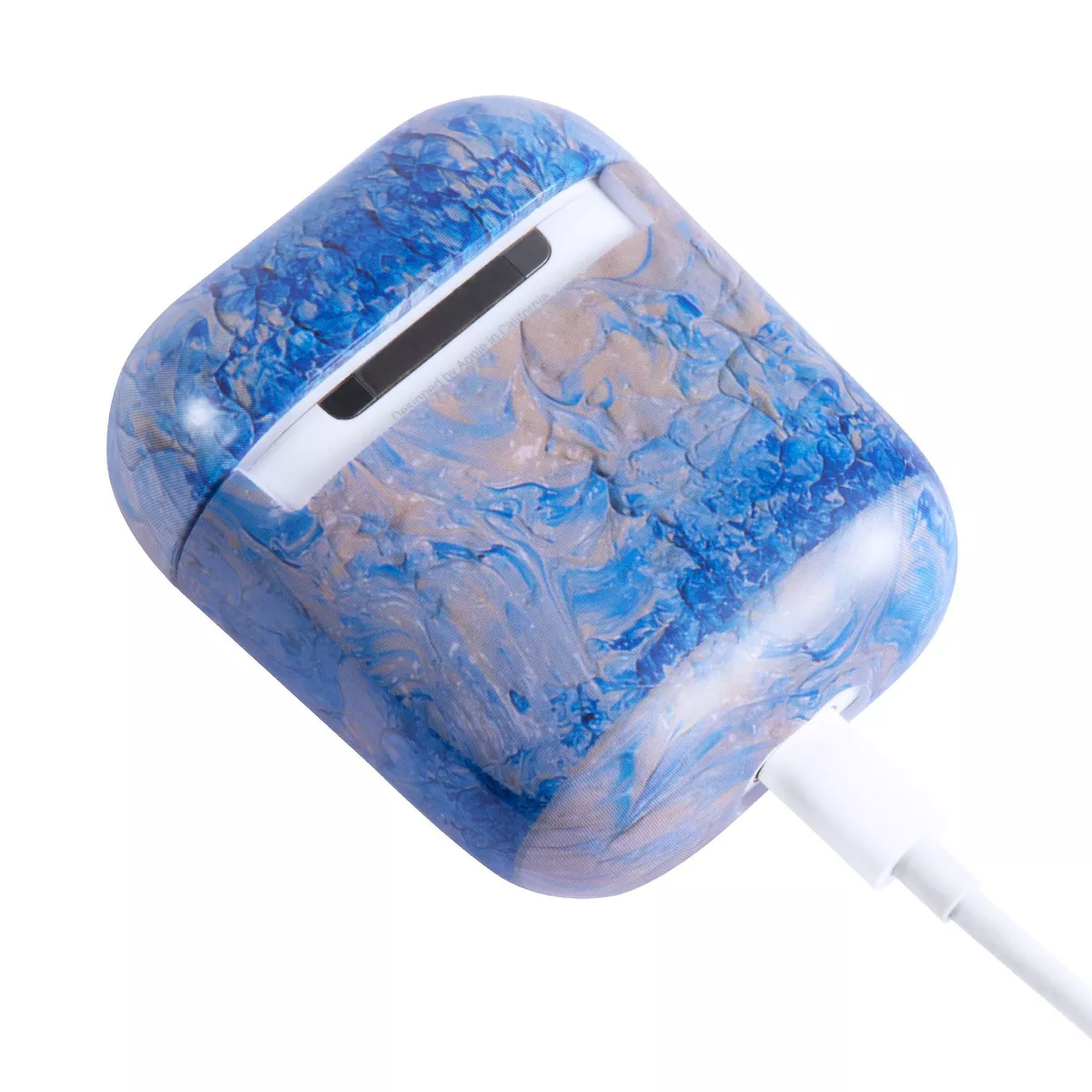 Insten Marble Case for Airpods 1 & 2, Glossy Pattern Soft TPU Skin Cover Charging Case, Gray Blue