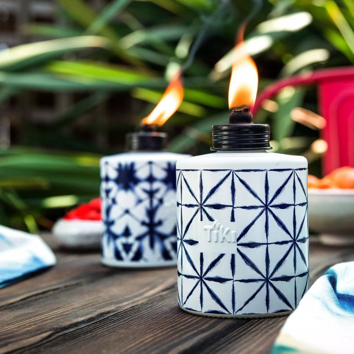 Tie Dye Tabletop Glass Outdoor Torch - TIKI