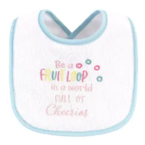 Hudson Baby Infant Girl Cotton Terry Drooler Bibs with Fiber Filling 10pk, Food Girl, One Size