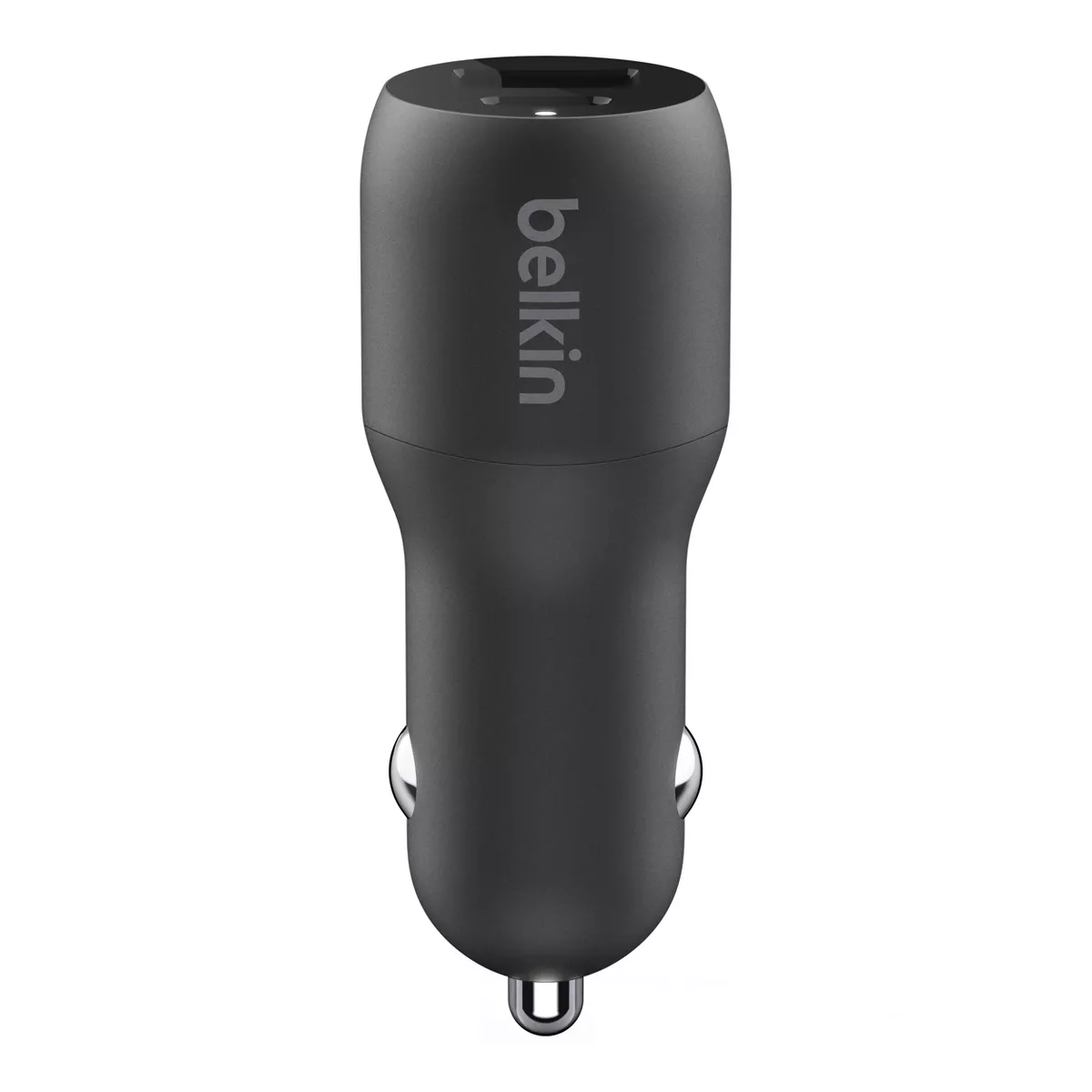 Belkin BoostCharge Dual Port Car Charger USB-C (20W) + USB-A (12W) + Cable and Strap - Black