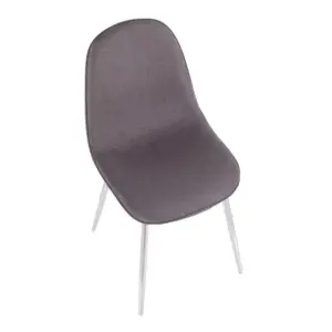 Set of 2 Pebble Contemporary Dining Chairs Chrome/Charcoal - LumiSource