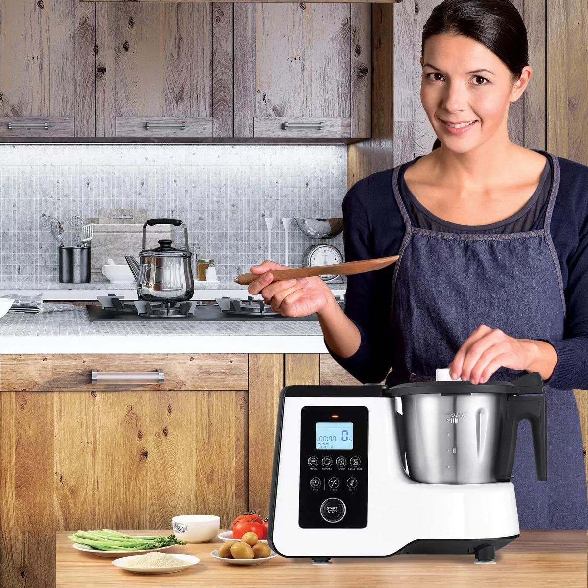 Dartwood All-in-One Multi Cooker, Food Processor and Smart Kitchen Machine for Cooking, Kneading, Blending, Mixing, Steaming, Boiling, Stir Frying