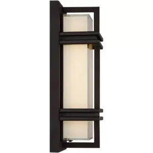 Possini Euro Design Modern Outdoor Wall Light Fixture LED Bronze Grid Segments 12