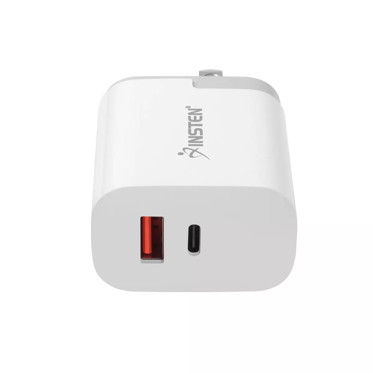 Insten 30W 2-Port Fast Charger, USB C PD & USB-A QC Wall AC Adapter For iPhone 12 11 Pro Max Mini, Pixel, Samsung, Android Cell Phone, Switch, White