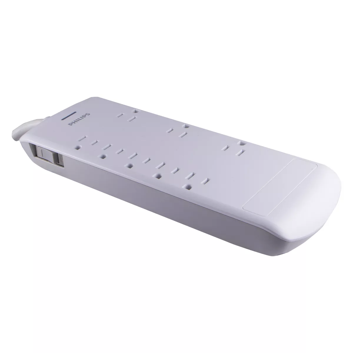 Philips 8-Outlet Surge Protector with 8ft Extension Cord, White