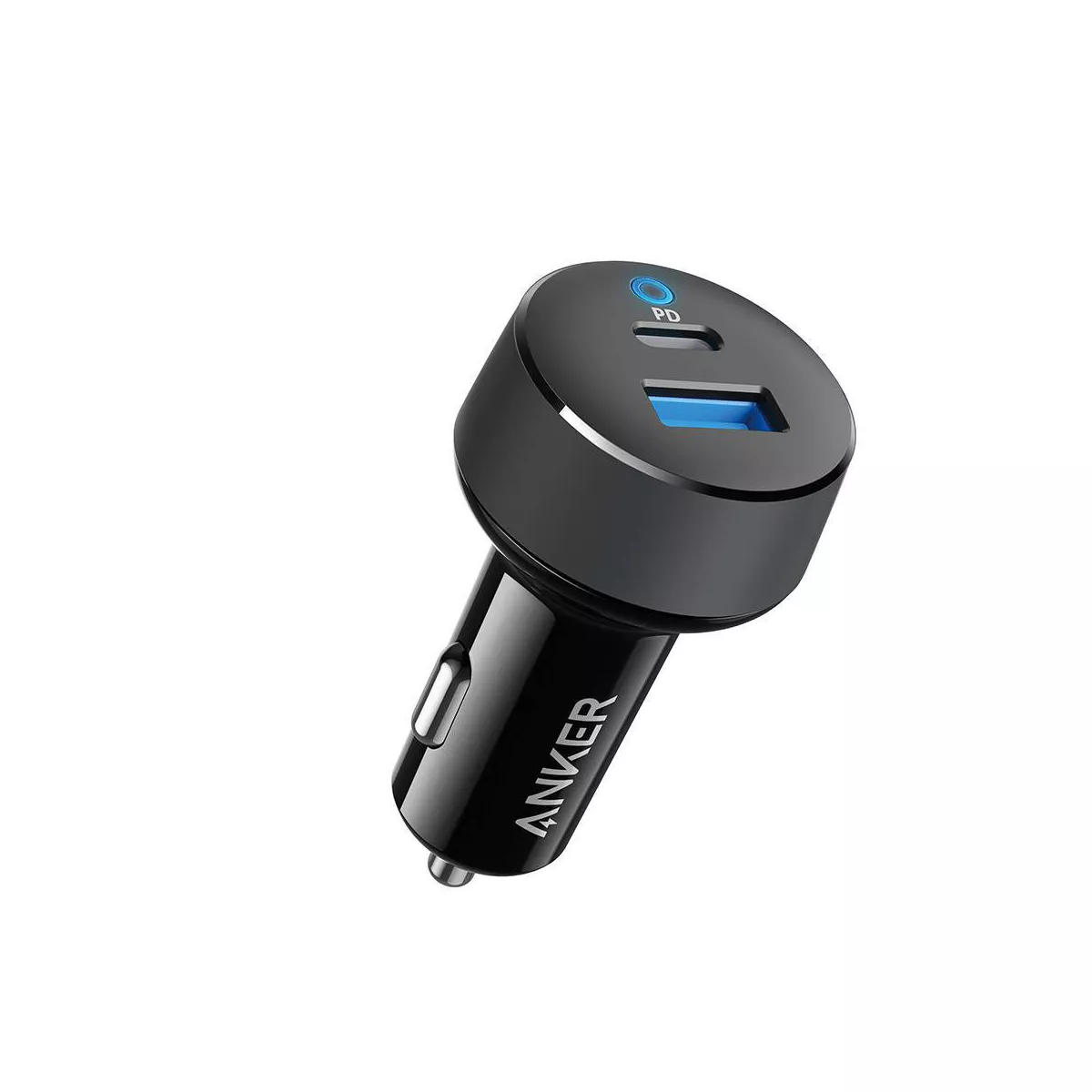 Anker 2-Port PowerDrive 25.5W Power Delivery Car Charger (with 3' PowerLine Select Lightning to USB-C Cable) - Black