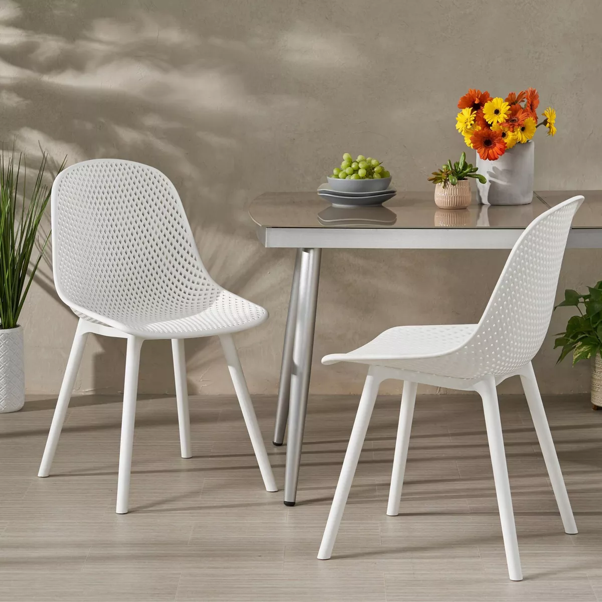 Posey 2pk Resin Modern Dining Chairs - White - Christopher Knight Home
