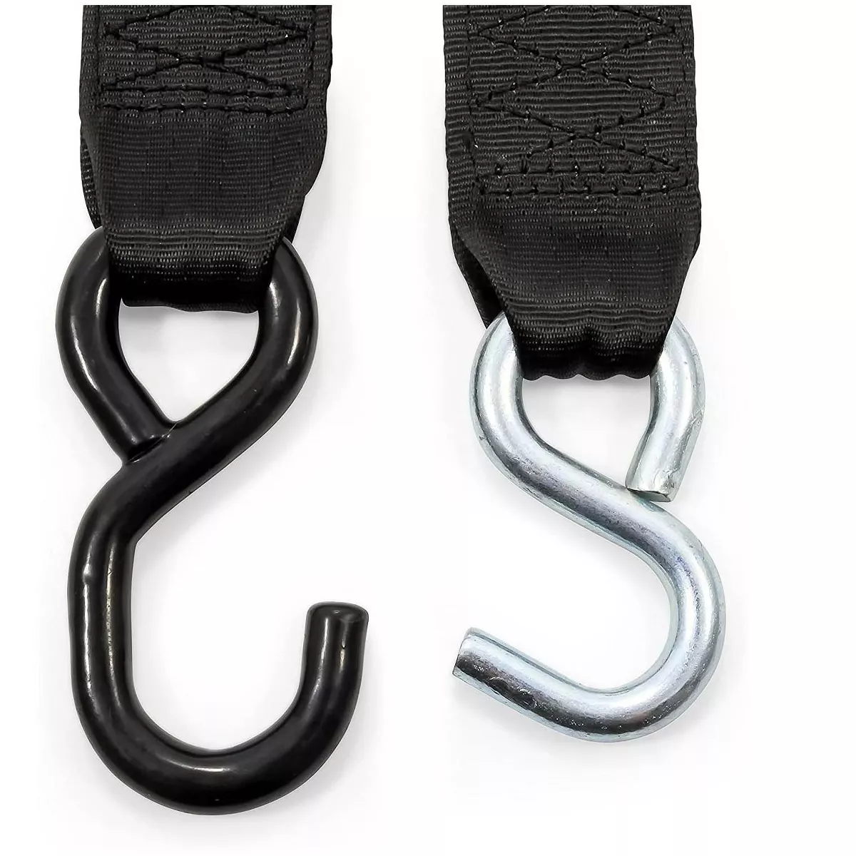 Camco Retractable Secure Hauling and Transporting Sturdy Ratchet Tie Down Straps with Dual Hooks, 2-Inch