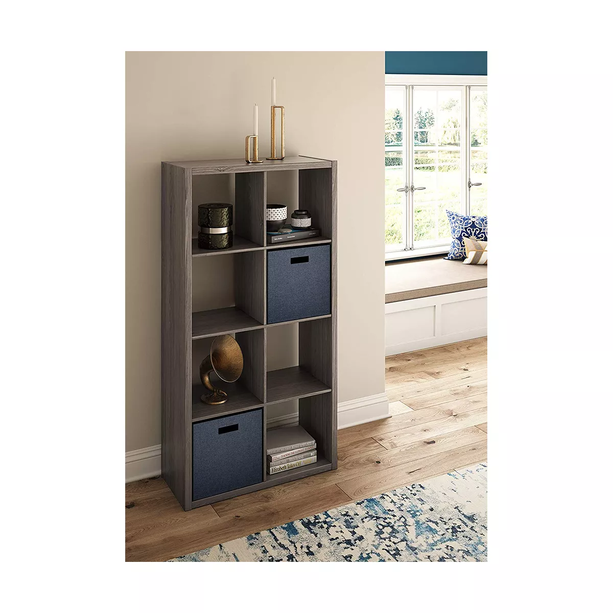 ClosetMaid 458500 Heavy Duty Decorative Bookcase Open Back 8-Cube Storage Organizer in Graphite Gray for Home, Closet, Office, or Toys