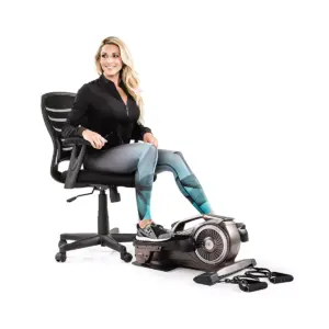 Marcy NS-1009 Bionic Body Compact Elliptical Trainer with Resistance Tubes for Home Gym or Under Office Desk Strength Training