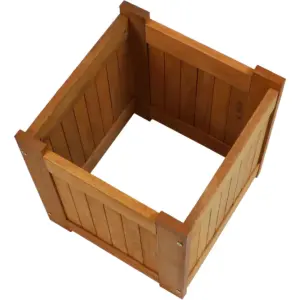 Sunnydaze Outside Meranti Wood Outdoor Planter Box with Teak Oil Finish for Garden, Porch and Patio - 16