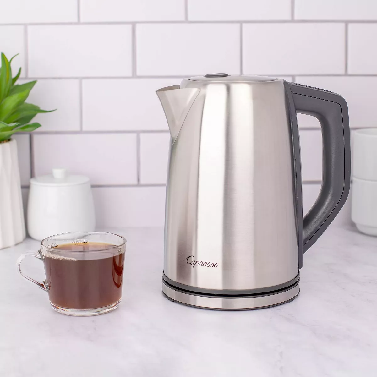 Capresso 4 Temperature Electric Water Kettle H2O Steel PLUS - Stainless Steel 278.05