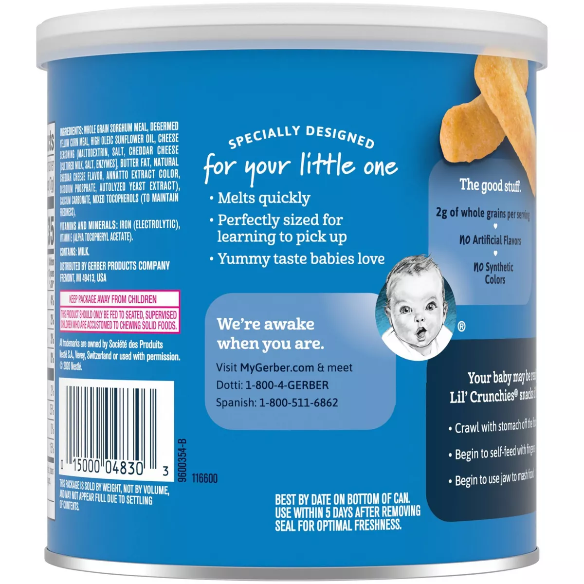 Gerber Lil' Crunchies Mild Cheddar Baked Corn Baby Snacks - 1.48oz