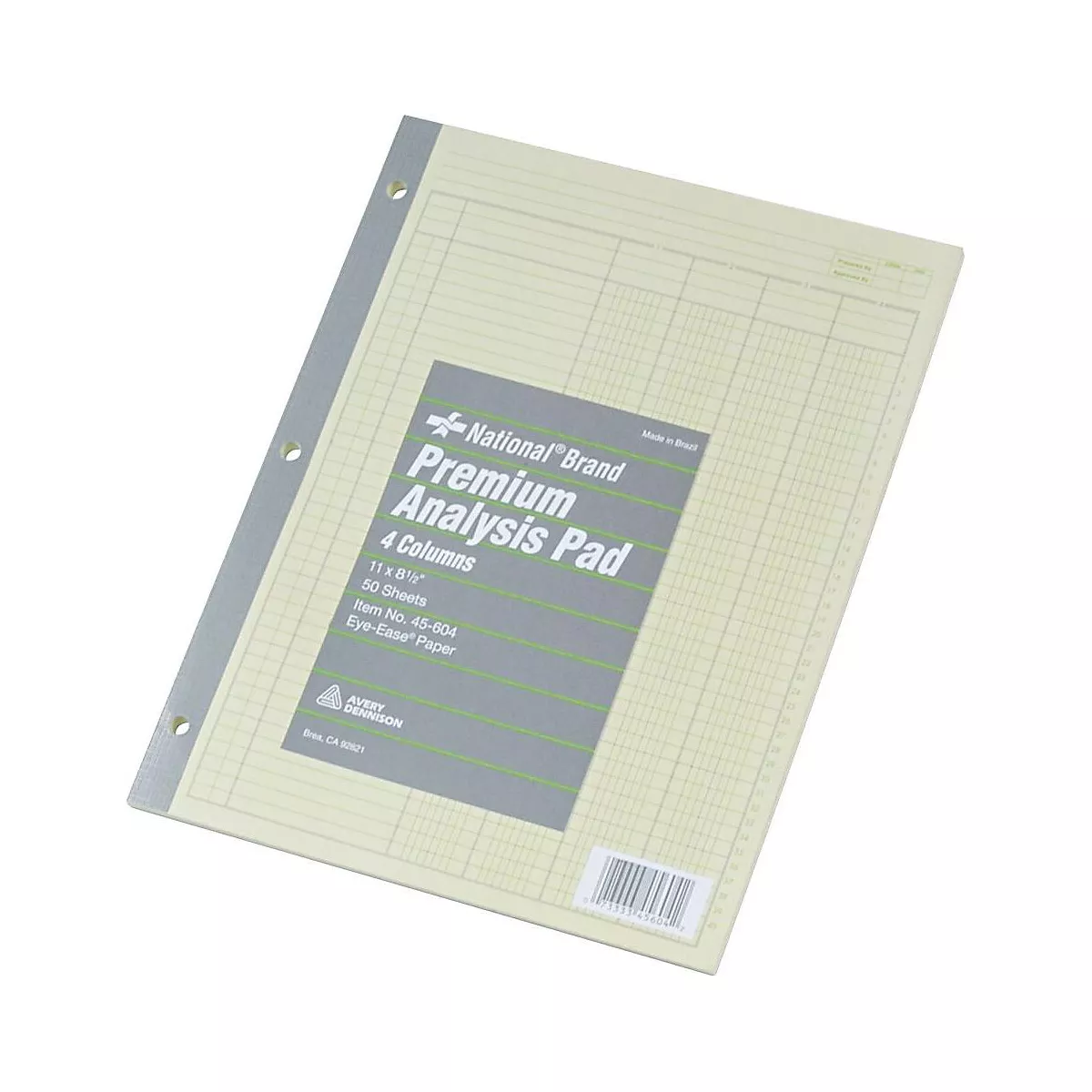 Rediform National Side Punched Analysis Pads 4-Column 510586