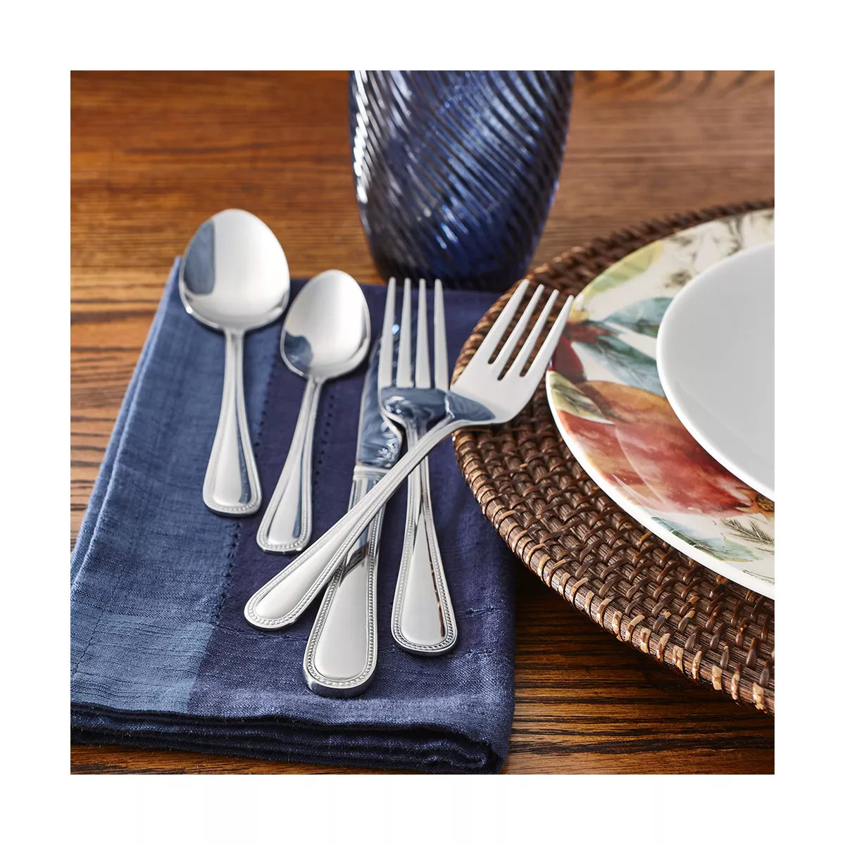 RiverRidge 46-Piece Beaded Silverware Set