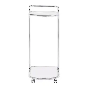 Bedford Chrome Finish Round Edge Bar Cart Silver - Inspire Q
