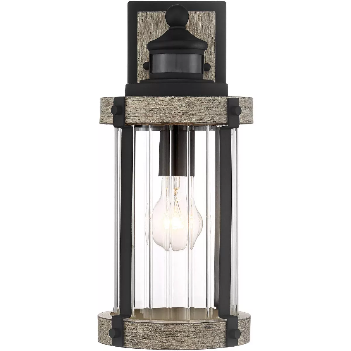 John Timberland Rustic Outdoor Wall Light Fixture Wood Black 15 1/2