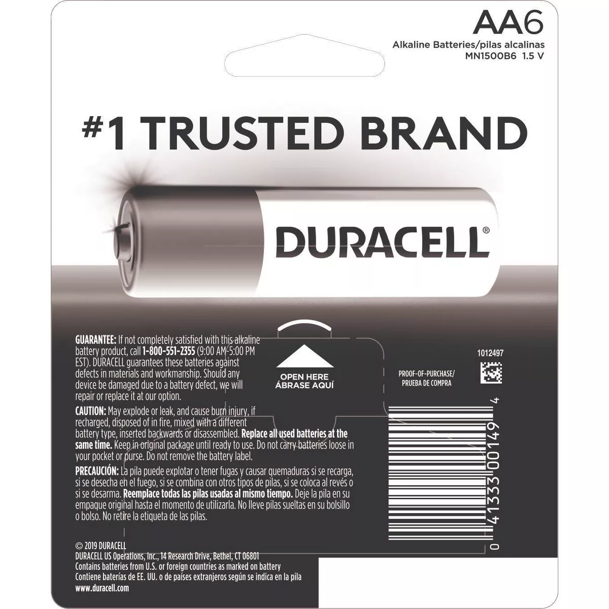 Duracell Coppertop AA Batteries - 6 Pack Alkaline Battery