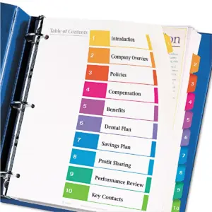 Avery Ready Index Customizable Table of Contents Asst Dividers 10-Tab 11 x 9 1/2 11165