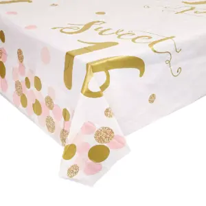 3 Pack Sweet 16 Birthday Party Tablecloth Table Cover, Party Supplies Favors Decorations for Girls Kids, 54 x 108