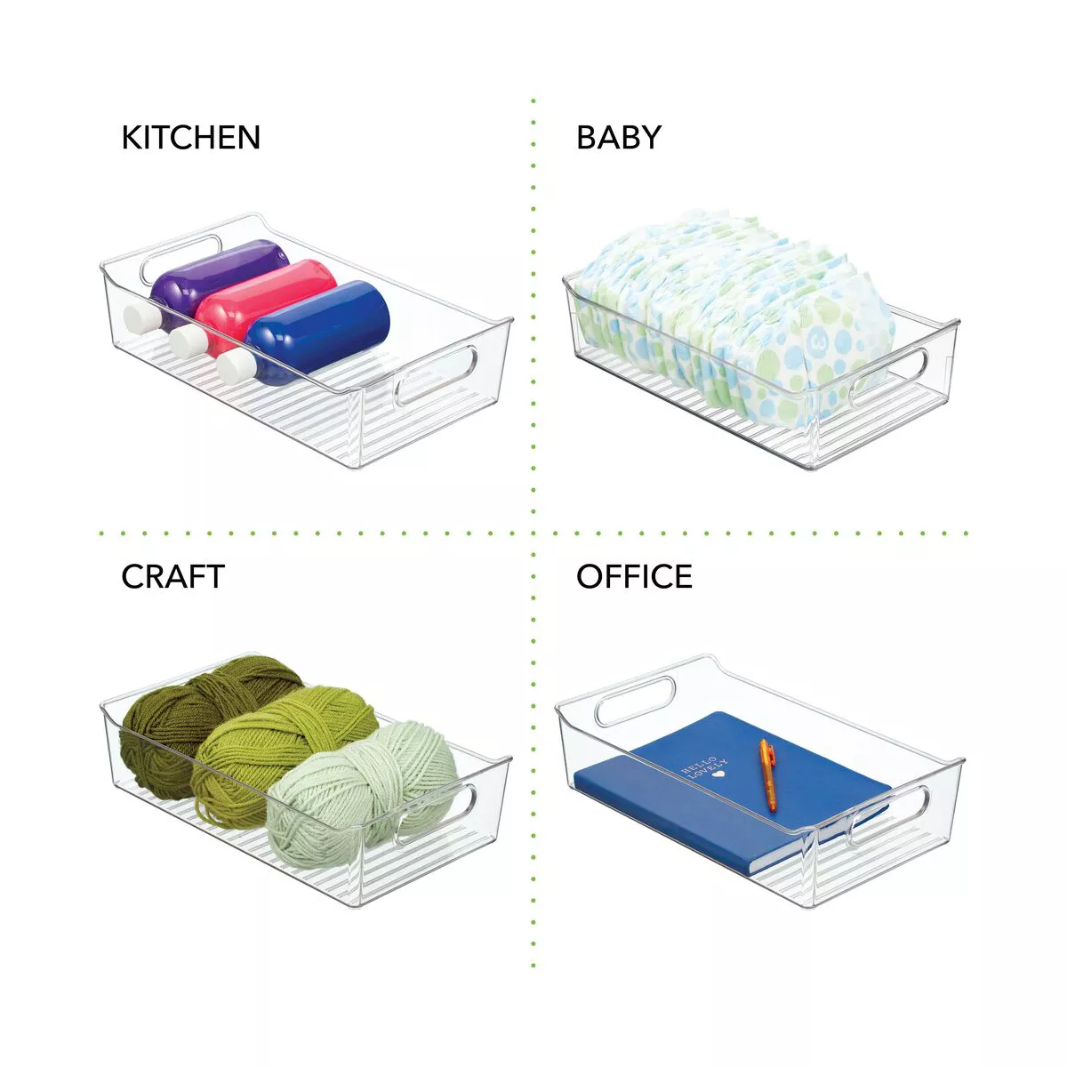mDesign Plastic Office Drawer Organizer Tray, 6 Pack, Clear