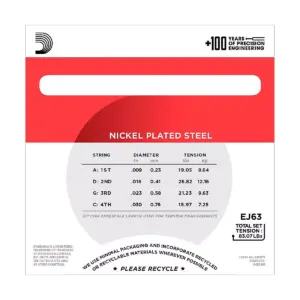 D'Addario EJ63 Nickel Tenor Banjo Strings (9-30)