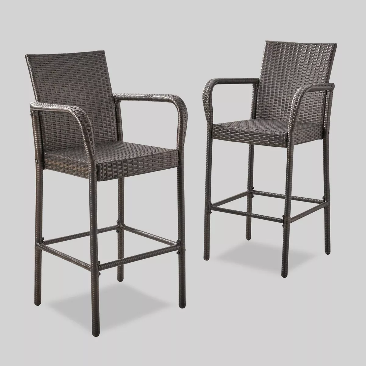 Patina 5pc Wicker Round Patio Bar Set - Brown - Christopher Knight Home