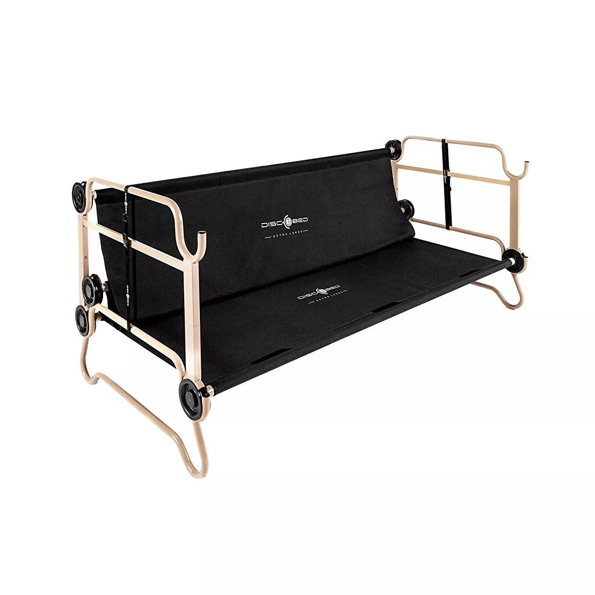 Disc-O-Bed Large Cam-O-Bunk Benchable Bunked Camping Cot with Organizers, Black