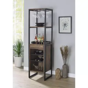 Narik Wine Rack Weathered Oak - Acme Furniture