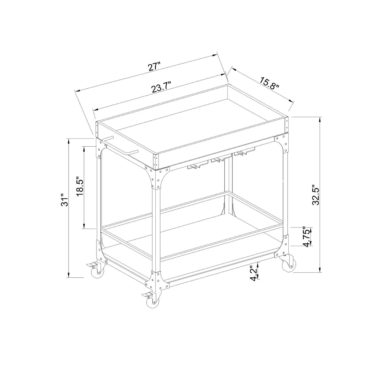 Franklin Bar Cart and Wine Rack Weathered Gray - Threshold™