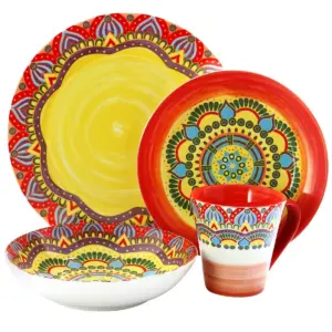 16pc Stoneware Kaleidoscope Dinnerware Set - Elama
