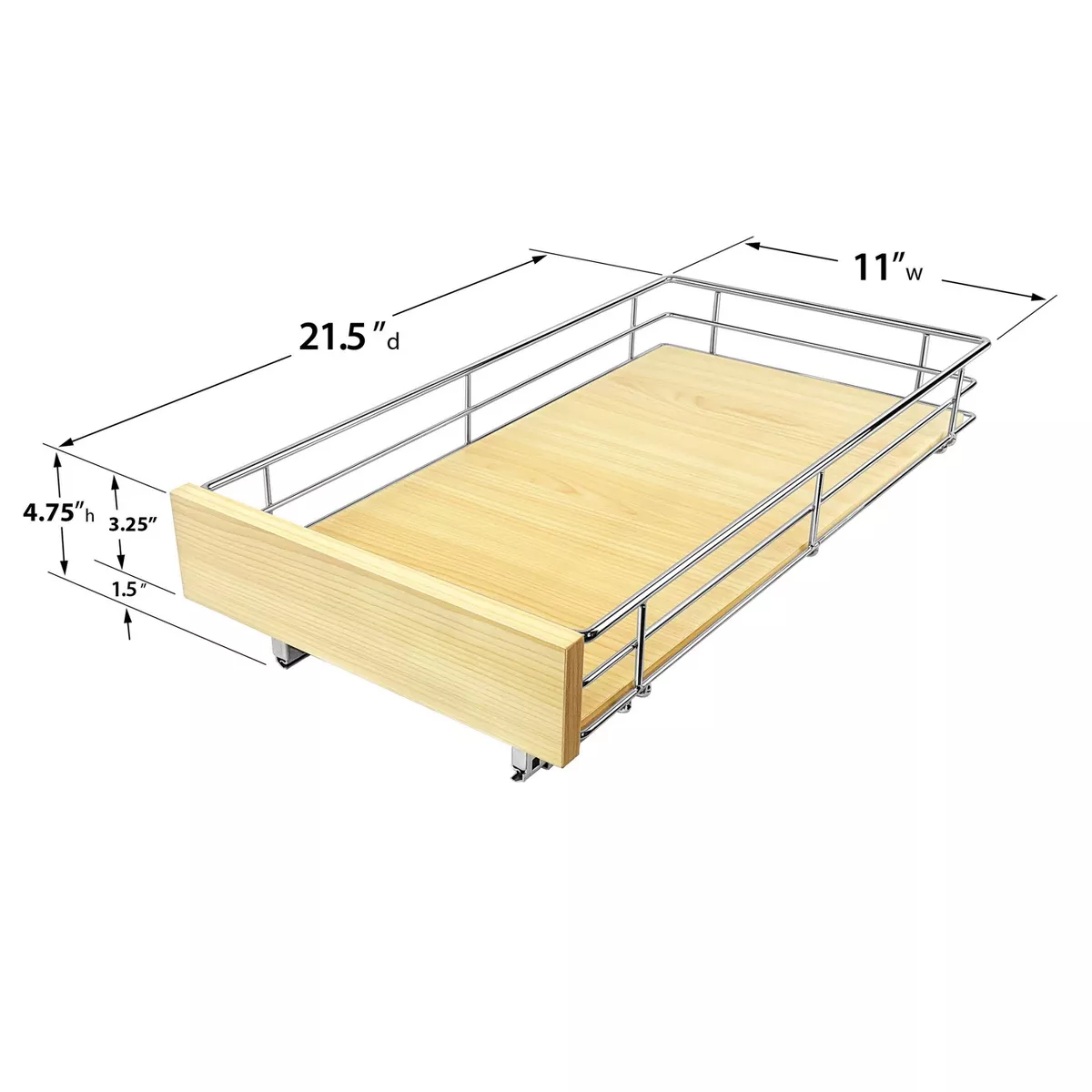 Lynk Professional Select Slide Out Wood Cabinet Organizer - Pull Out Under Cabinet Sliding Wood Shelf - 11