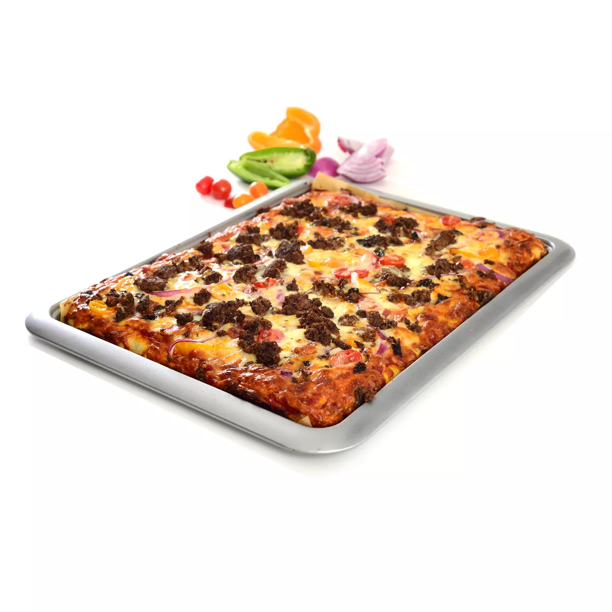 Norpro Non Stick 16.5 Inch Carbon Steel Rimmed Full Baking Cookie Sheet, Silver