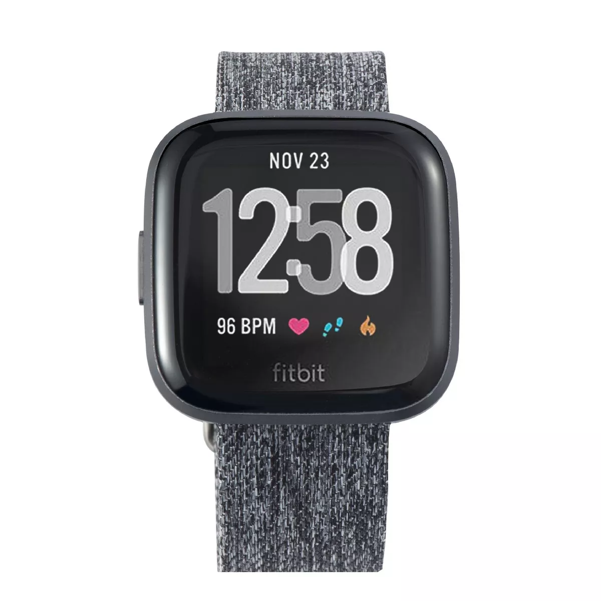 Insten Canvas Woven Fabric Band for Fitbit Versa 2 / 1 / Lite / SE, Replacement Strap, Gray Black