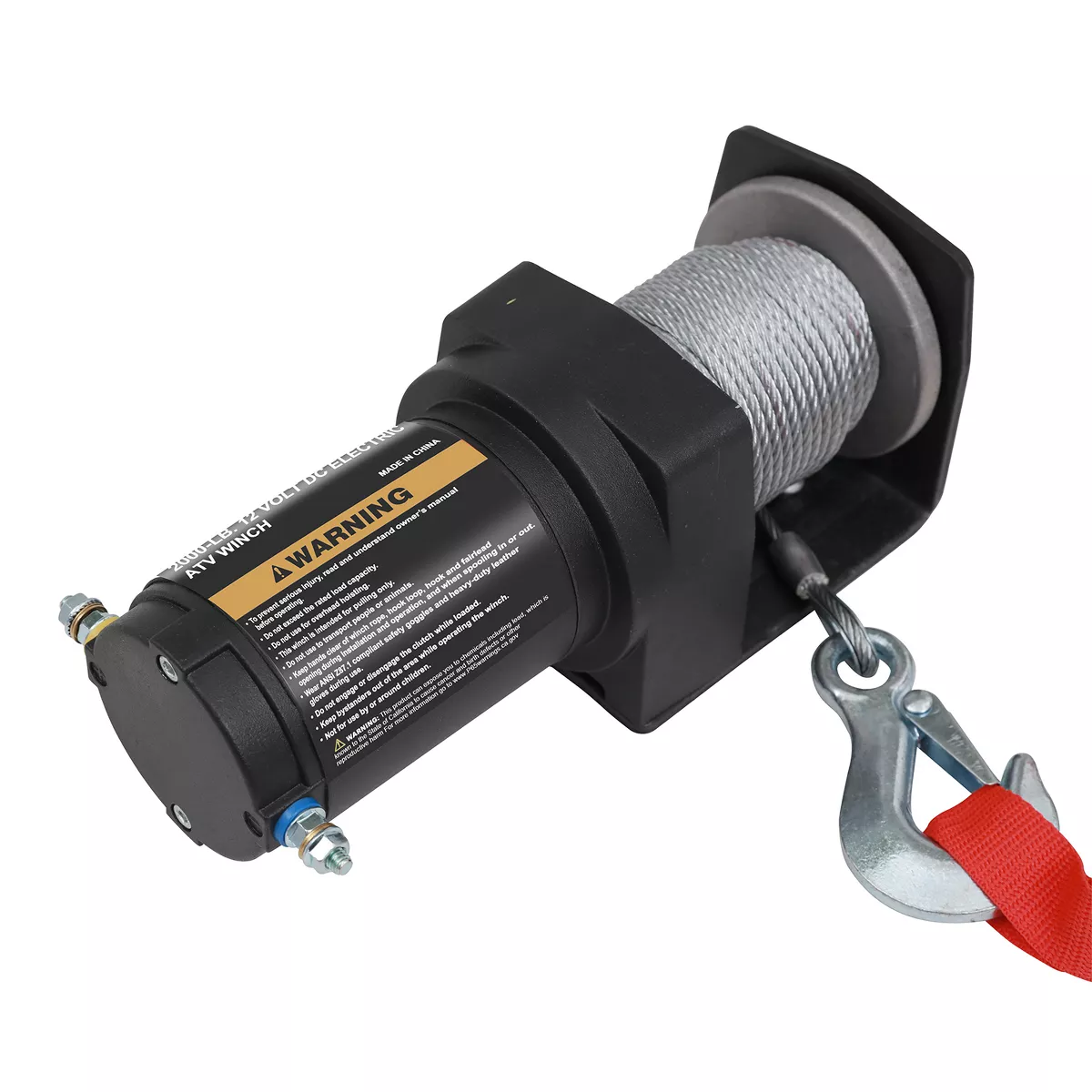 Rockland VMI01 2,000 Pound 12 Volt DC Electric Integrated Winch Kit with Wire Rope and Handlebar Rocker Accessory for ATV Recovery, Shop, and Utility