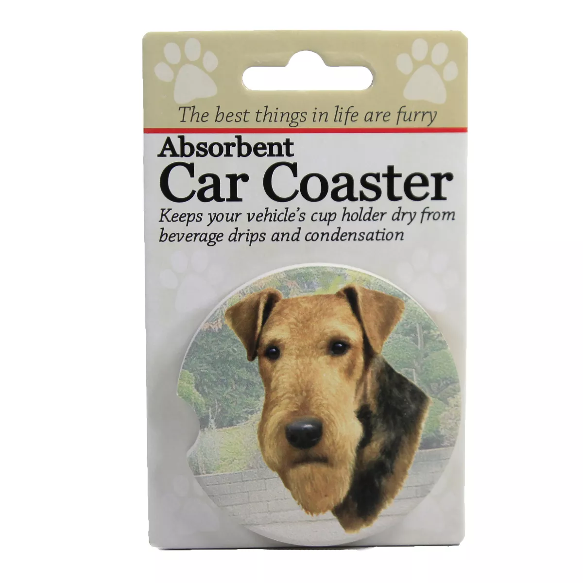 Car Coaster 2.5" Airedale Car Coaster Absorbant E & S Pet - Coasters